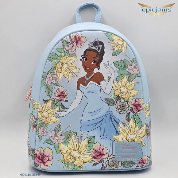 Loungefly Disney The Princess And The Frog Tiana Blue Floral Mini Backpack Bag - Picture 1 of 7